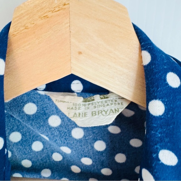 Vintage Lane Bryant blue Polka Dot Button-Up Shirt - Picture 2 of 10